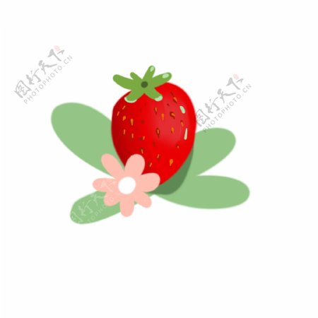 手绘水果草莓小粉花