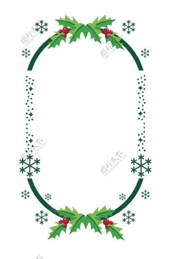 圣诞节绿色边框插画