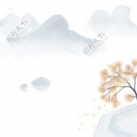 卡通手绘中国风山水画