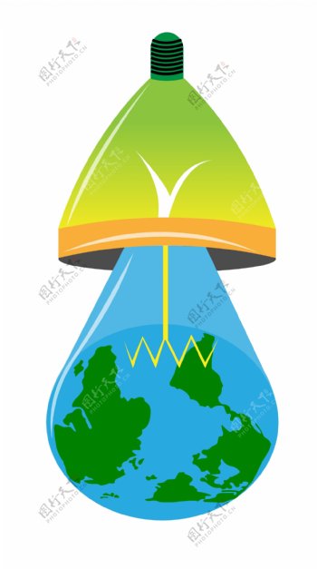 绿色的地球灯泡插画