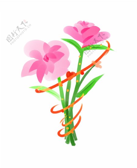 美丽的粉色花束插画