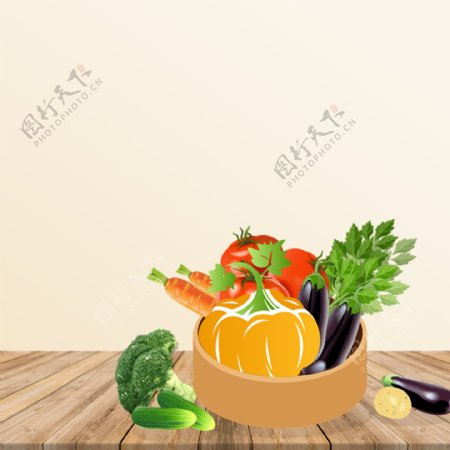 手绘水彩厨房蔬菜海报背景素材