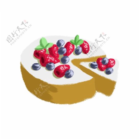 桑葚蓝莓薄荷叶芝士蛋糕PNG