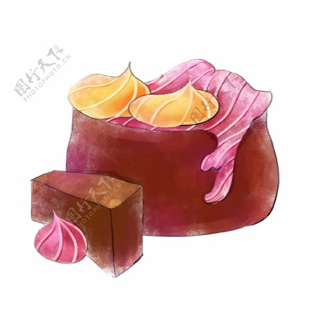 奶油榛子蛋糕插画