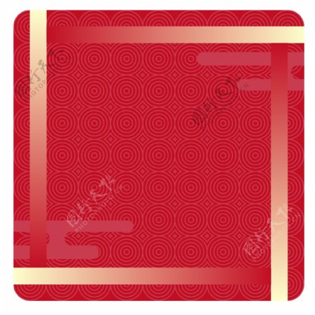 红色中国风图案矢量海报边框文字框