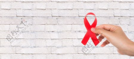 艾滋病日白墙banner海报背景