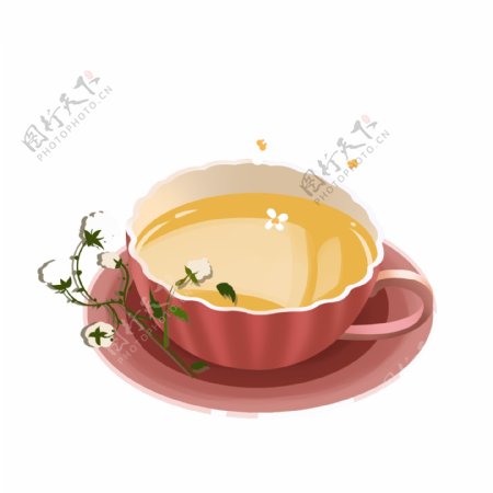 茶文化茶碗茶碟插画