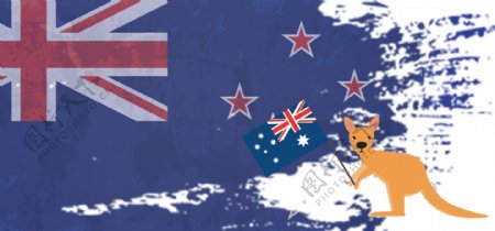 澳大利亚手绘袋鼠旅行banner