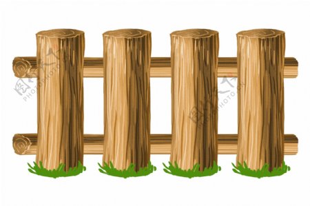木质栅栏木桩插画