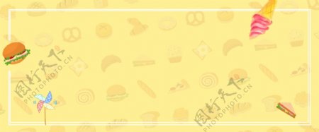 黄色卡通食品春季上新海报banner