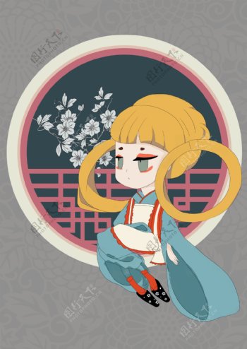 日系风格坐姿少女