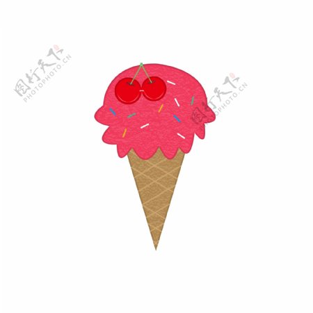 夏日美食草莓樱桃冰淇淋