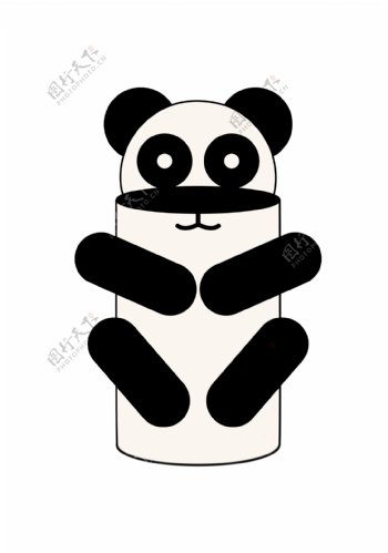 卡通熊猫笔筒造型设计