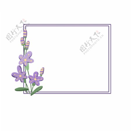 可爱卡通简约紫色春天花朵方形边框