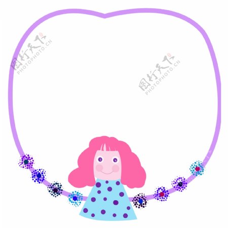 紫色花朵边框插图