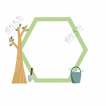 绿色植物边框插图