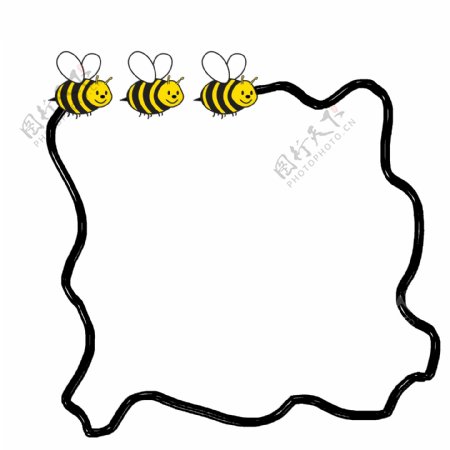 蜜蜂边框动物插画