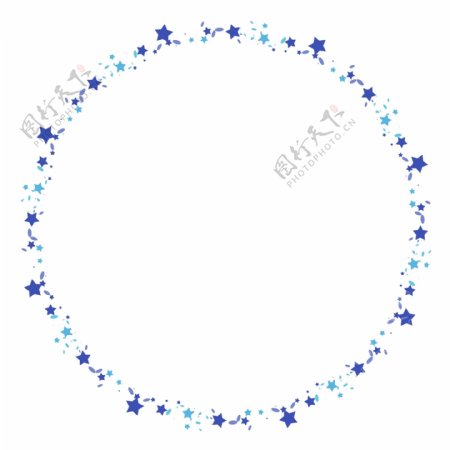蓝色星星装饰环形边框