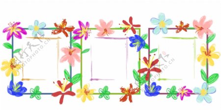 彩色的花朵相框边框