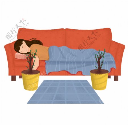 世界睡眠日沙发插画