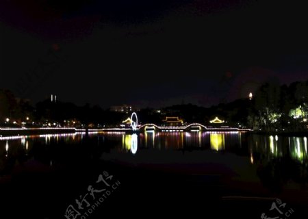 中山市夜景逸仙湖公园霓虹