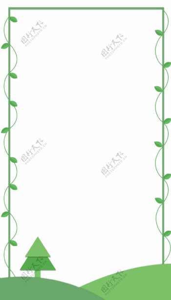 绿色藤蔓绿树剪纸边框