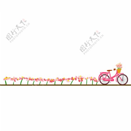 自行车花朵分割线插画
