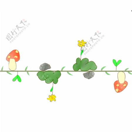 卡通植物小花分割线