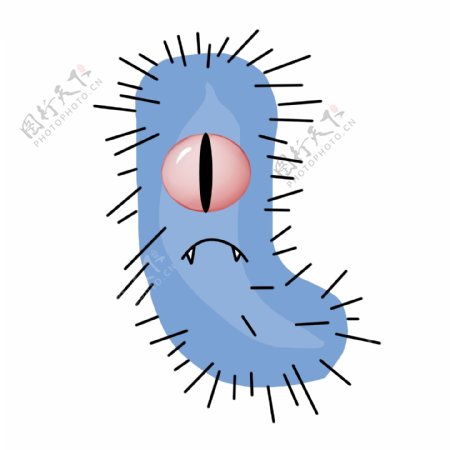 蓝色的拟人细菌插画