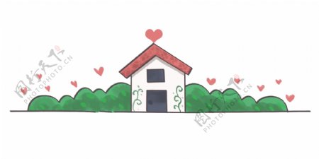 小房子分割线装饰插画
