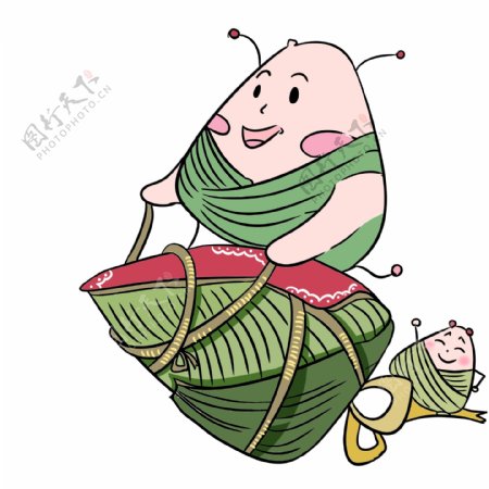 端午节可爱风彩色插画系列创意粽子船