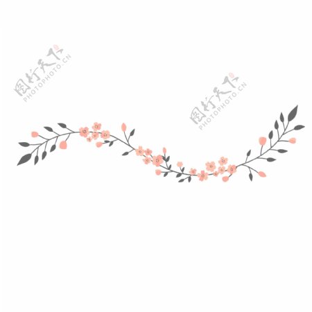 粉色灰色植物花纹花藤插画