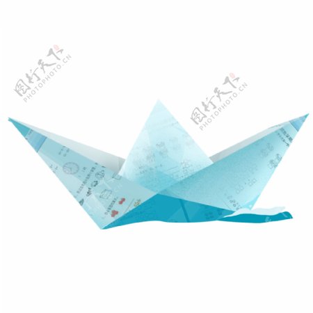 蓝色纸船装饰图案