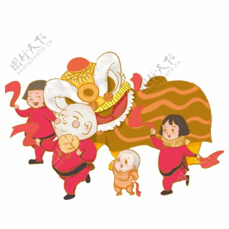 过年传统节日舞狮子