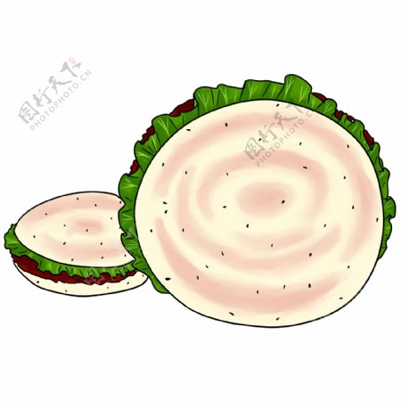 陕西美食肉夹馍手绘插画