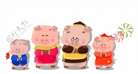 猪年可爱吉祥物主题插画