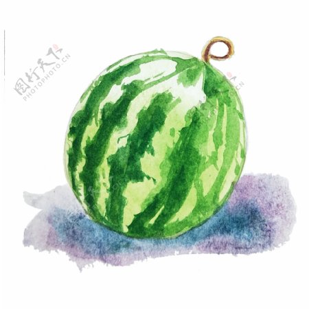 手绘卡通水彩水果西瓜