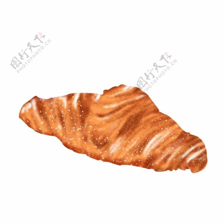 黄色牛角包牛角酥面包甜品零食手绘插画免扣素材