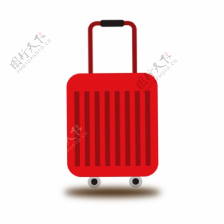 简约手绘红色行李箱透明素材