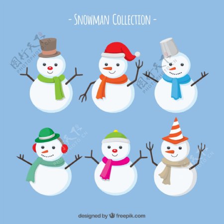 6款卡通冬装雪人设计