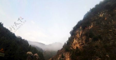 清晨雾中大山