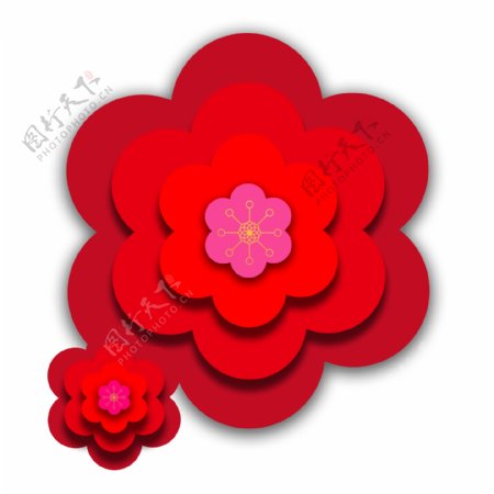 红色花朵装饰卡通透明素材