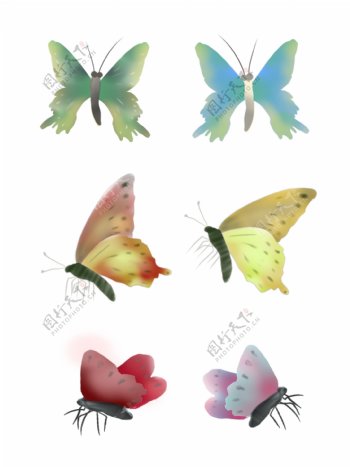 原创免抠水彩蝴蝶装饰图案
