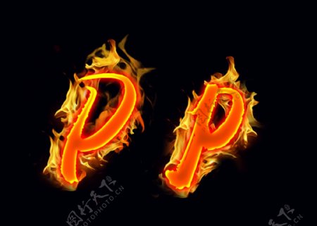火焰英文字母Pp分层