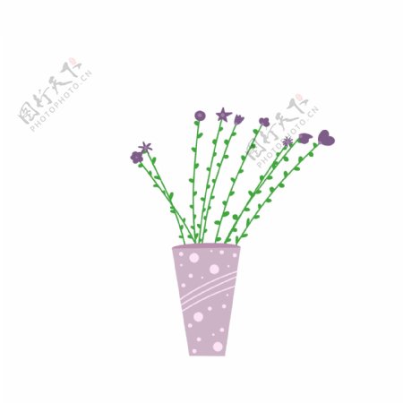 卡通可爱的紫色盆栽