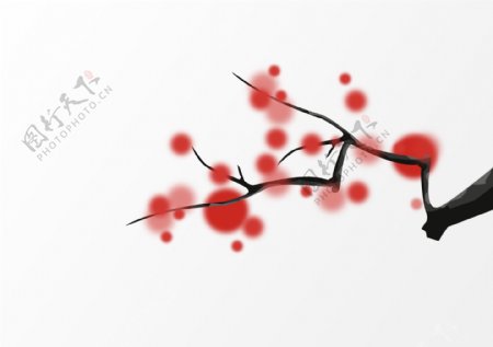 中国风水墨花朵梅花元素