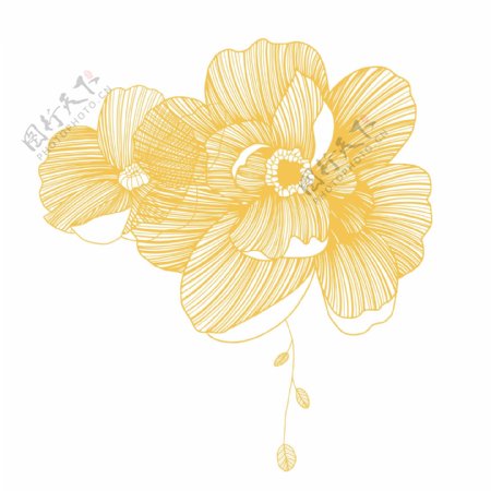 黄色婚礼水彩花卉PNG素材