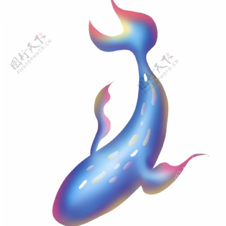 炫彩鲸鱼插画设计
