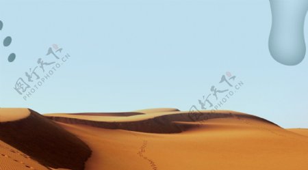 唯美手绘沙漠景色插画背景