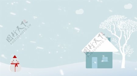圣诞雪地冬天卡通展板背景